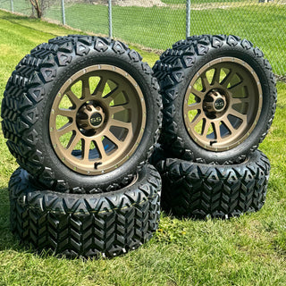 14 Inch Matte Bronze Cascade Golf Cart Wheels With 23x10-14 All Terrain Tires, Set of 4