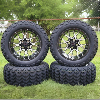 14 Inch Machined Fusion Golf Cart Wheels With 23x10-14 All Terrain Tires, Set of 4