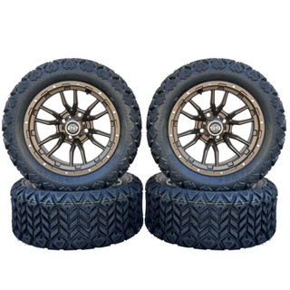 Golf Cart 14" Bronze Huntsman Wheels & 23" All Terrain Tires, EZGO/Club Car/YMH