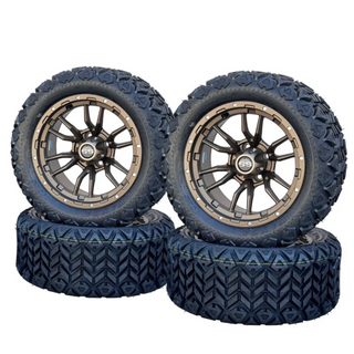 Golf Cart 14" Bronze Huntsman Wheels & 23" All Terrain Tires, EZGO/Club Car/YMH