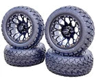 14" Glossy Black Golf Cart Wheels/ Tires 22x10-14 All Terrain, EZGO/Club Car/YMH
