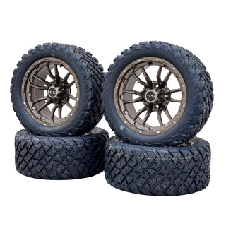 Golf Cart 14" Bronze Huntsman Wheels W/ 23" Street Tread Tires DOT EZGO/Club Car