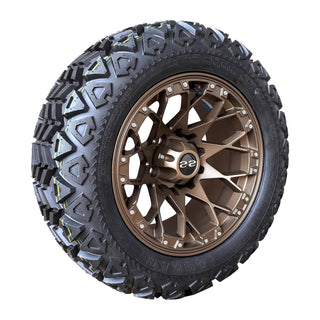 4x Golf Cart Wheel 14X7 Bronze Aggressor on 23" All Terrain Tire, EZGO Club Car