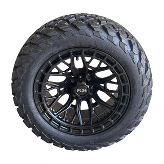 14" BLK Defender Golf Cart Wheels &Tires 23x10-14 All Terrain DOT, EZGO Club Car