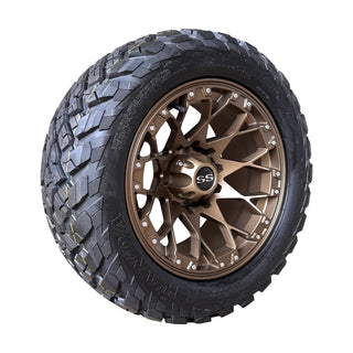 Golf Cart 14x7 Matte Bronze Wheels & 23" DOT All Terrain Tires EZGO/Club Car/YMH