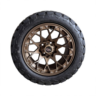 14" Matte Bronze Golf Cart Wheel Tire Combo 22x10-14 All Terrain, EZGO Club Car