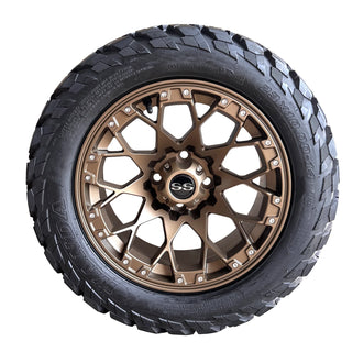 Golf Cart 14x7 Matte Bronze Wheels & 23" DOT All Terrain Tires EZGO/Club Car/YMH