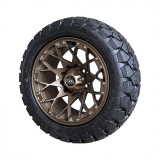 14" Matte Bronze Golf Cart Wheel Tire Combo 22x10-14 All Terrain, EZGO Club Car