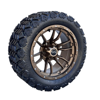 Golf Cart 14" Bronze Huntsman Wheels & 23" All Terrain Tires, EZGO/Club Car/YMH