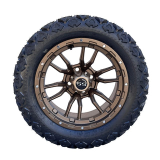 Golf Cart 14" Bronze Huntsman Wheels & 23" All Terrain Tires, EZGO/Club Car/YMH