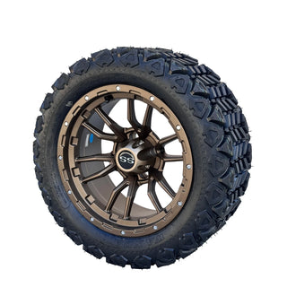 Golf Cart 14" Bronze Huntsman Wheels & 23" All Terrain Tires, EZGO/Club Car/YMH