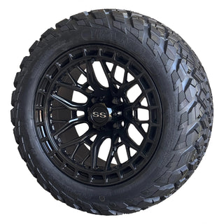 14" BLK Defender Golf Cart Wheels &Tires 23x10-14 All Terrain DOT, EZGO Club Car