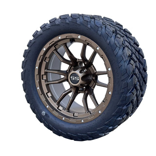 Golf Cart 14" Bronze Huntsman Wheels W/ 23" Street Tread Tires DOT EZGO/Club Car