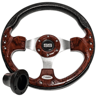 Sports Style SS Golf Cart Steering Wheel with Adapter Option