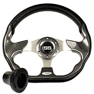 Custom Racing Style SS Golf Cart Steering Wheel with Adapter Option