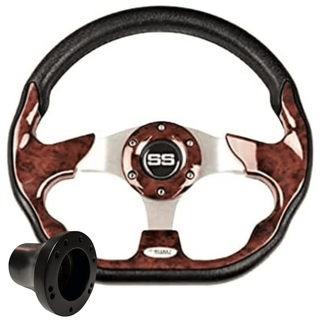 Custom Racing Style SS Golf Cart Steering Wheel with Adapter Option